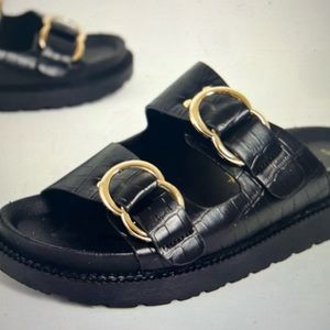 ASOS double buckle slides in black crock